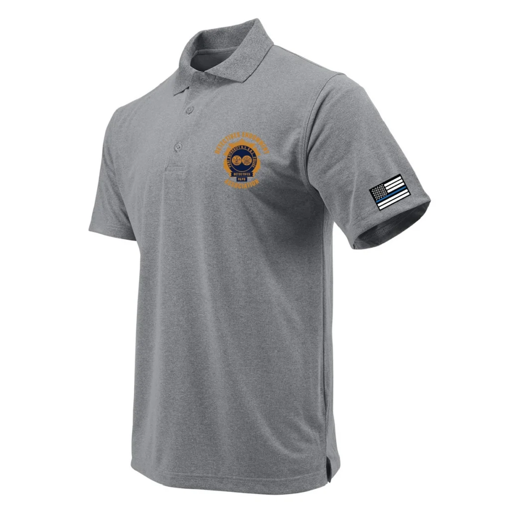 Port Authority NY & NJ Police | Detectives Endowment Association Heather Gray Microfiber Polo with Gold Shield
