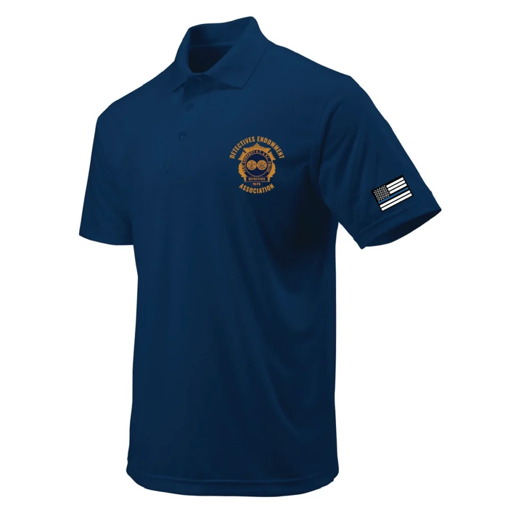Port Authority NY & NJ Police | Detectives Endowment Association Heather Navy Microfiber Polo with Gold Shield