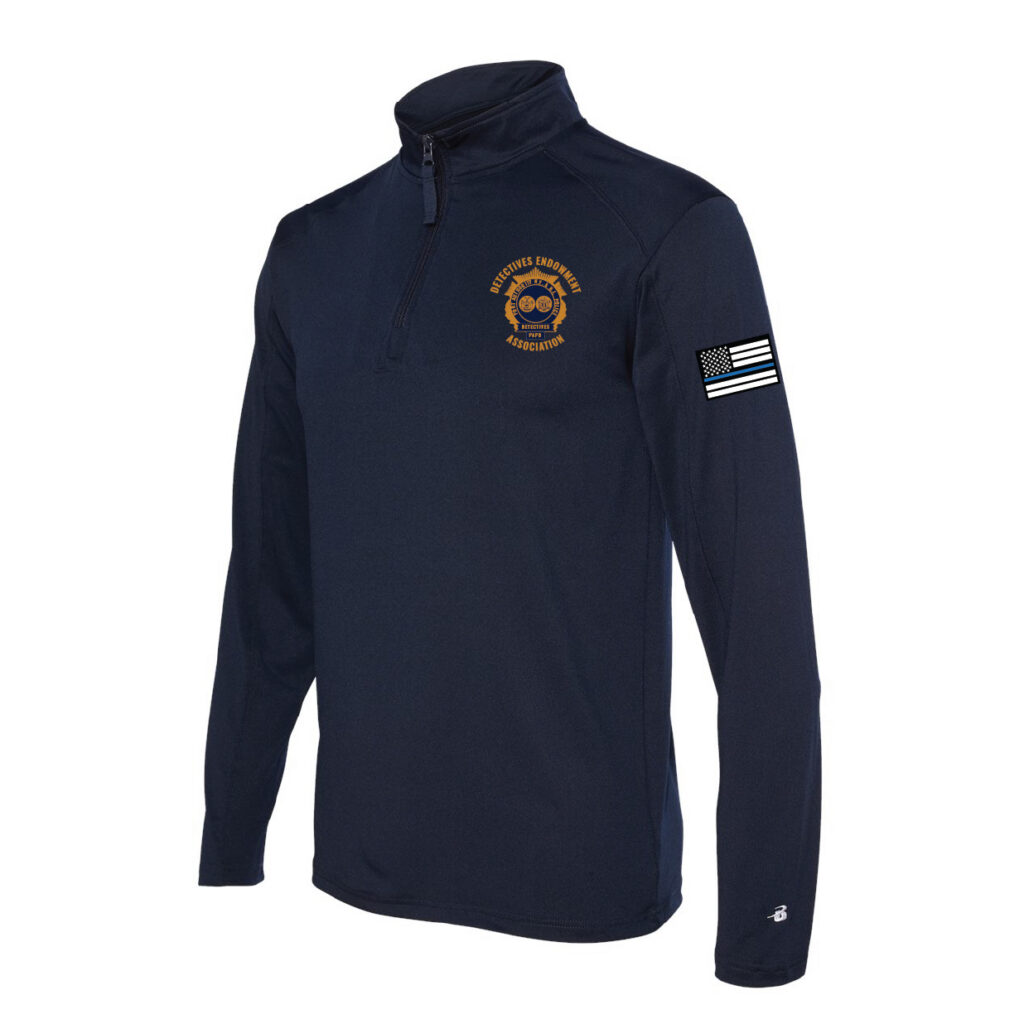 Navy Lightweight Quarter-Zip Pullover Gold Stitch Shield