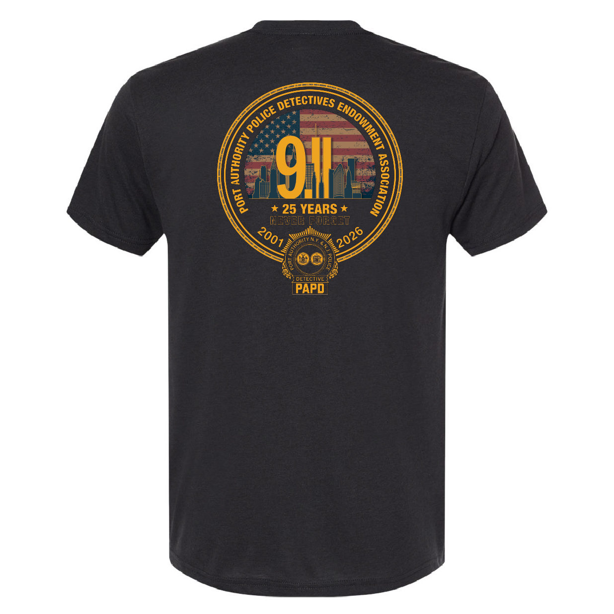 Graphite Cotton Crew Neck Never Forget T-Shirt Back