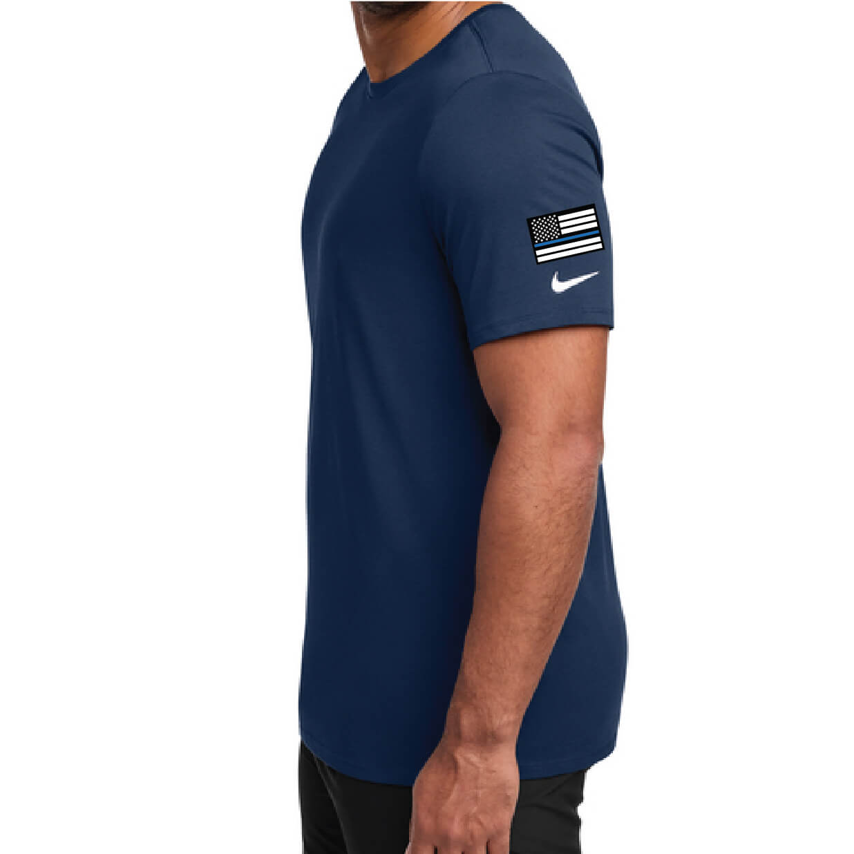 Navy Nike Dri-FIT Cotton/Poly Tee Sleeve